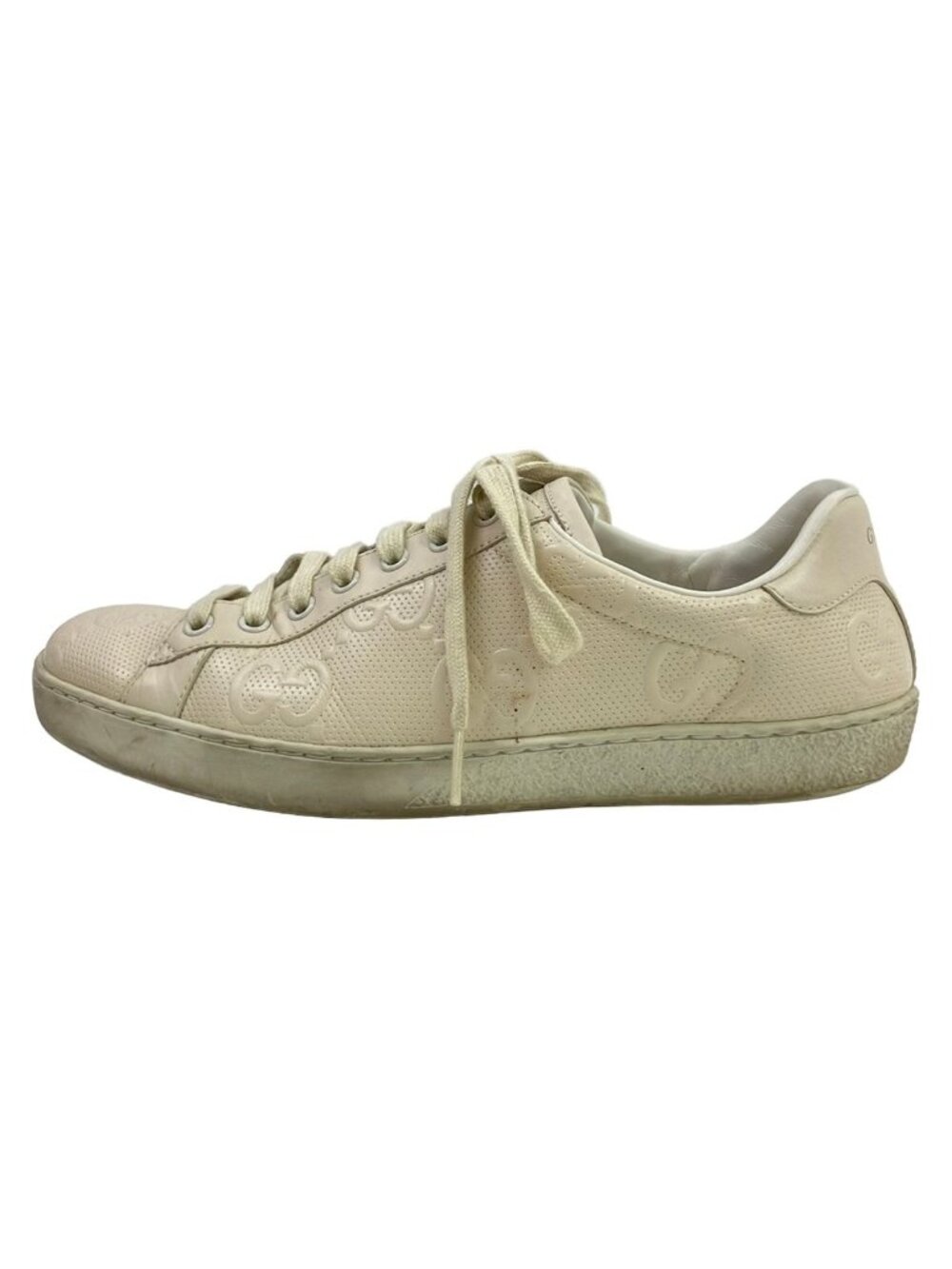 Gucci Sneakers Ivory Embossed GG Pattern Leather 6.5